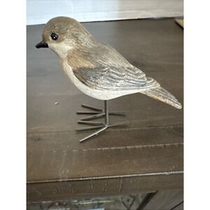 Creative Co-Op Resin Bird Figurine w/Metal Feet Carved Wood Detailed Look